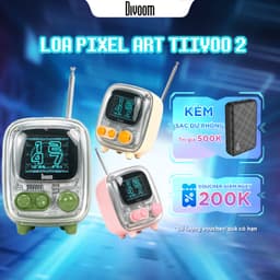 Thumbnail Loa bluetooth Divoom Tiivoo 2 màn hình led pixel art, hiển thị lời bài hát, đồng hồ, phong cách retro thiết kế cổ điển 1
