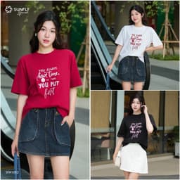 Thumbnail Áo phông nữ cotton  SUNFLY oversize SFA1052 1