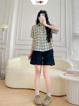 Thumbnail Quần Jean Ngố Nữ Xanh Đen Lưng Cao sáng da dễ phối đồ ENVY JS60 2