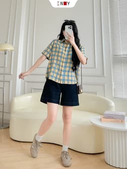Thumbnail Quần Jean Ngố Nữ Xanh Đen Lưng Cao sáng da dễ phối đồ ENVY JS60 3