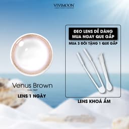 Thumbnail Lens khóa ẩm cận 1 ngày Venus Brown VIVIMOON màu nâu tự nhiên (Giá 01 chiếc) 1