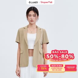 Thumbnail Set Áo vest đờ mi cổ 2 ve phối Quần short ly súp LAMER O65D24H005, O64S24H003 1