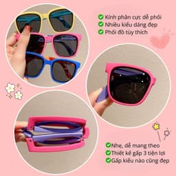 Thumbnail Kính Gấp Gọn Tròng Phân Cực Cho Bé 3-12 Tuổi Gọng Phối 2 Màu Thời Trang Siêu Dẻo Đàn Hồi An Toàn Cho Mắt Trẻ Em AK140 4
