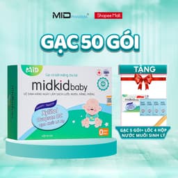 Thumbnail Gạc rơ lưỡi MidkidBaby hộp 50 gói ướt cho bé sơ sinh - Tặng hộp gạc 5 gói + Lốc 4 hộp nước muối sinh lý 1