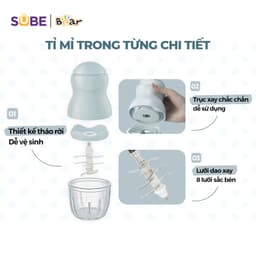 Thumbnail Máy Xay Ăn Dặm Cho Bé Bear Mini Máy Xay 8 lưỡi Cho Bé Ăn Dặm Máy Xay Thịt Cầm Tay Máy Xay Cháo Máy Xay Mini GR-B03V8 2