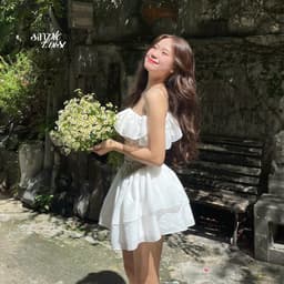 Thumbnail Đầm Trễ Vai Trắng Phối Hoa CALLIOPE quyến rũ phù hợp đi chơi, dự tiệc - Simple Twist 4