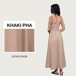 Thumbnail DOTTIE - Đầm midi xoắn ngực - Beige - D0701 1