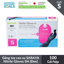 Thumbnail Găng tay cao su Saraya Nitrile Gloves SN màu đen, Không Bột, Không Latex, Dùng trong thực phẩm, Vệ sinh - 100 Cái/hộp 2