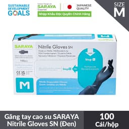 Thumbnail Găng tay cao su Saraya Nitrile Gloves SN màu đen, Không Bột, Không Latex, Dùng trong thực phẩm, Vệ sinh - 100 Cái/hộp 3