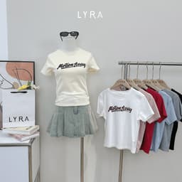 Thumbnail Áo Thun Nữ Lyra Cổ Tròn Tay Ngắn, Áo Phông Nữ Cotton Basic Form Baby Tee Motion Away - CSYAP0311 2