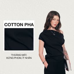 Thumbnail DOTTIE - Áo biến kiểu lệch vai - Đen - T1089 1