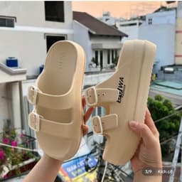 Thumbnail Dép nữ đế xuồng hai quai Eva nhẹ đế 5cm chống trơn màu đen, kem, nâu size 36-39 3