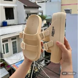 Thumbnail Dép nữ đế xuồng hai quai Eva nhẹ đế 5cm chống trơn màu đen, kem, nâu size 36-39 1