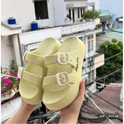 Thumbnail Dép nữ đế xuồng hai quai Eva nhẹ đế 5cm chống trơn màu đen, kem, nâu size 36-39 2