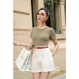Thumbnail Áo Cotton Thun Nữ Hè MY WAY Ngắn Tay Nhiều Màu Trơn Bssic 6MAT2241 3
