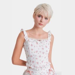 Thumbnail Áo Croptop Kiểu Nữ MARC FASHION Kaki Hoa 2 Dây Phối Ren Ngực Smocking Lưng - FAQH030925 3