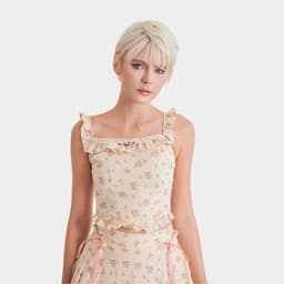 Thumbnail Áo Croptop Kiểu Nữ MARC FASHION Kaki Hoa 2 Dây Phối Ren Ngực Smocking Lưng - FAQH030925 1