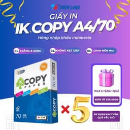 Thumbnail Combo 5 ream giấy in A4, giấy photo 70gsm Thiên Long IK Copy 500 tờ - Thùng giấy A4 500 tờ cứng không gợn sóng 1