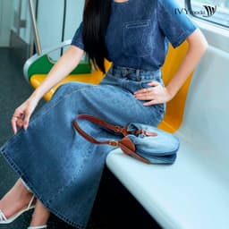 Thumbnail A-Line Denim Skirt - Chân váy Jeans, Chân váy công sở dạo phố nữ IVY moda MS 32M9084 2