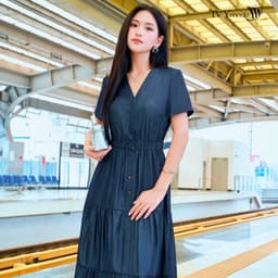 Thumbnail Button-Down Denim Dress – Đầm xòe xếp tầng, Đầm công sở dạo phố nữ IVY moda MS 47B0104 3