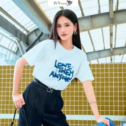 Thumbnail Graphic Tee - Áo thun cotton nữ in chữ , Áo basic trẻ trung dạo phố IVY moda MS 57M9124 2