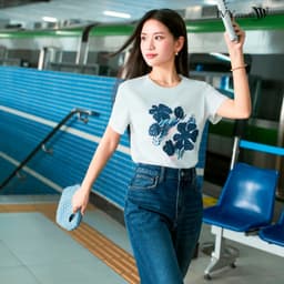 Thumbnail Floral Printed Tee – Áo thun cotton họa tiết, Áo nữ trẻ trung dạo phố IVY moda MS 57M9134 1