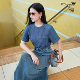 Thumbnail Blue Breeze Shirt - Áo kiểu phối demin, Áo công sở dạo phố nữ IVY moda MS 16B0097 1