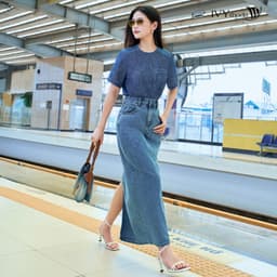 Thumbnail Blue Breeze Shirt - Áo kiểu phối demin, Áo công sở dạo phố nữ IVY moda MS 16B0097 2