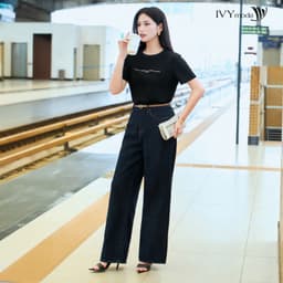 Thumbnail Wide Leg Jeans - Quần denim ống suông, Quần công sở dạo phố nữ IVY moda MS 25M9085 2