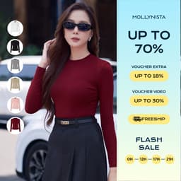 Thumbnail Áo thun MOLLYNISTA tay dài cổ tròn form basic chất vải thun cao cấp mềm dày dặn thoáng mát tôn dáng 1