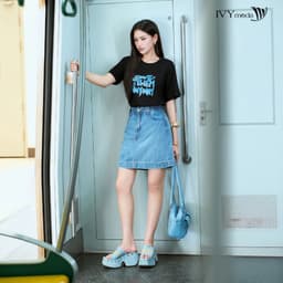 Thumbnail Classic Shirt - Chân váy denim A ngắn, Chân váy công sở dạo phố nữ IVY moda MS 32M9082 2