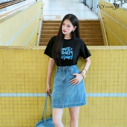 Thumbnail Classic Shirt - Chân váy denim A ngắn, Chân váy công sở dạo phố nữ IVY moda MS 32M9082 3