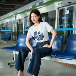 Thumbnail Moves Jeans - Quần denim ống suông, Quần công sở dạo phố nữ IVY moda MS 25M9087 2