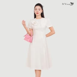 Thumbnail Flower Accent Dress - Đầm xòe Oganza, Đầm công sở dự tiệc nữ IVY moda MS 48T0245 1