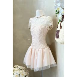Thumbnail Váy Đẹp Dáng Ngắn Phối Ren Lưới LECOONG V779 Đầm Tiểu Thư Màu Hồng Đi Tiệc Sang Chảnh 4