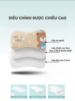 Thumbnail Gối cao su non 1989KIDS SHOP cho bé từ 1 đến 12 tuổi 2 lõi tùy chỉnh độ cao mềm mại chống lệch xương cổ, mỏi vai gáy 3