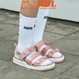 Thumbnail Sandal nữ MOL 3 quai ngang MS1801Be màu hồng phấn 4
