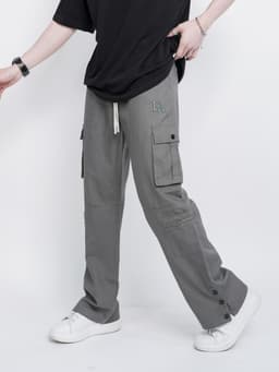 Thumbnail Quần cargo nam nữ KQSTYLING kaki co giãn vải mềm lưng thun - V6 - Xám Đậm 1