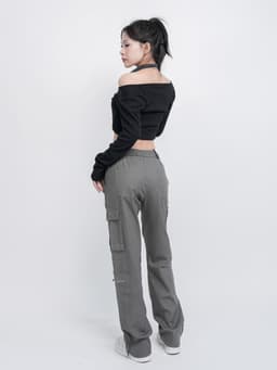 Thumbnail Quần cargo nam nữ KQSTYLING kaki co giãn vải mềm lưng thun - V6 - Xám Đậm 3