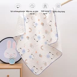 Thumbnail Chăn choàng ủ, chăn quấn bé mùa hè chất cotton trần bông dệt kim bo viền thoáng mát, chăn đắp size 85x85cm IQKao CC01 3