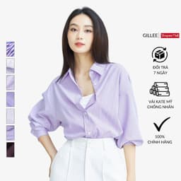 Thumbnail Áo sơ mi nữ GILLEE sơ mi dáng oversized, sơ mi form rộng vải kate Mỹ tone tím sang trọng, quý phái 1