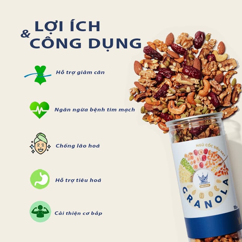 Ảnh Ngũ cốc Granola Siêu Hạt Premium Vua Yến Mạch 500g 2