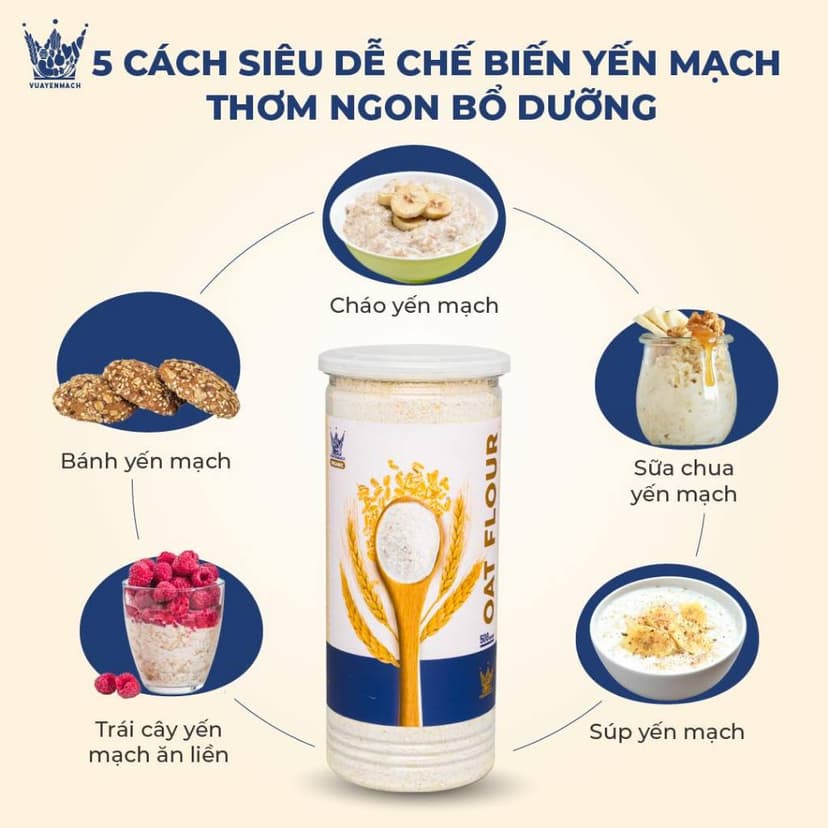Ảnh BỘT Yến mạch tươi Organic VUA YẾN MẠCH nguyên chất nhập khẩu Úc nấu cháo ăn dặm, làm bánh 3