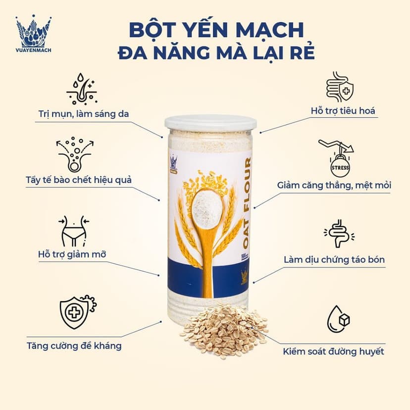 Ảnh BỘT Yến mạch tươi Organic VUA YẾN MẠCH nguyên chất nhập khẩu Úc nấu cháo ăn dặm, làm bánh 2