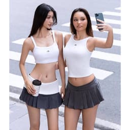 Thumbnail Chân Váy Ngắn Xếp Ly Màu Xám Brand TSUN Chính Hãng Pencil MiniSkirt Nữ 4