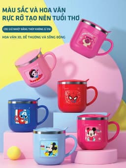 Thumbnail Cốc uống nước cho bé 1989KIDS bằng thép không gỉ,cốc giữ nhiệt trẻ em có nắp đậy chống rơi,ly nước giữ nhiệt đáng yêu 1