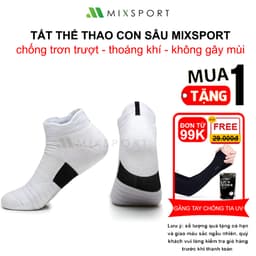 Thumbnail Tất Chạy Bộ Thể Thao Nam Nữ Cổ Ngắn Chống Trơn Trượt Mixsport Thoáng Khí Bảo Vệ Gót Chân 1