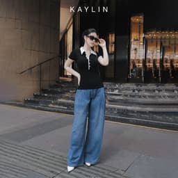 Thumbnail Áo thun KAYLIN Polo form ôm phối sọc chất vài thun co giản phong cách công sở thanh lịch - N2308 4