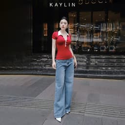 Thumbnail Áo thun KAYLIN Polo form ôm phối sọc chất vài thun co giản phong cách công sở thanh lịch - N2308 3