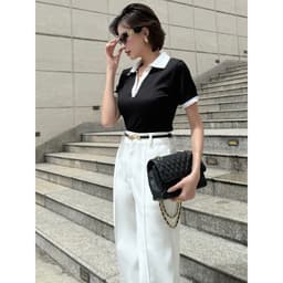 Thumbnail BBSTORE’S Áo Thun Polo Tay Ngắn Phối Cổ Trắng Thanh Lịch - A4033A 2
